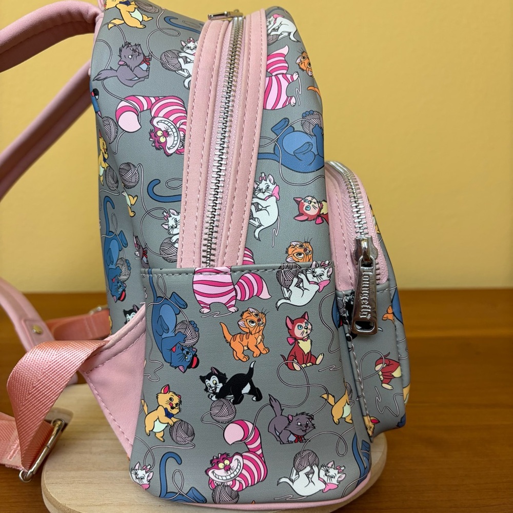 Loungefly Disney Cats Gray Pink Mini Backpack - Picture 5 of 16